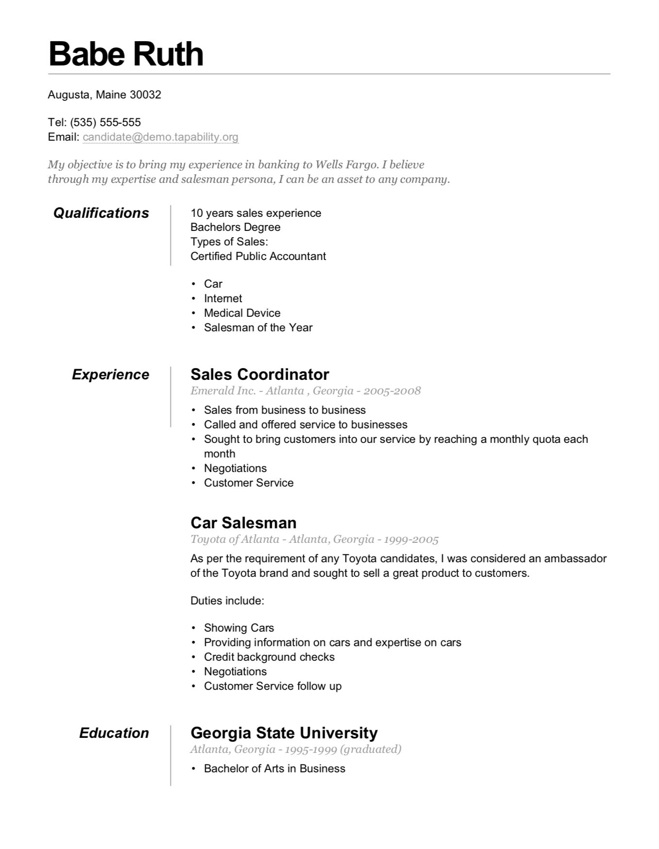 Example PDF Resume.